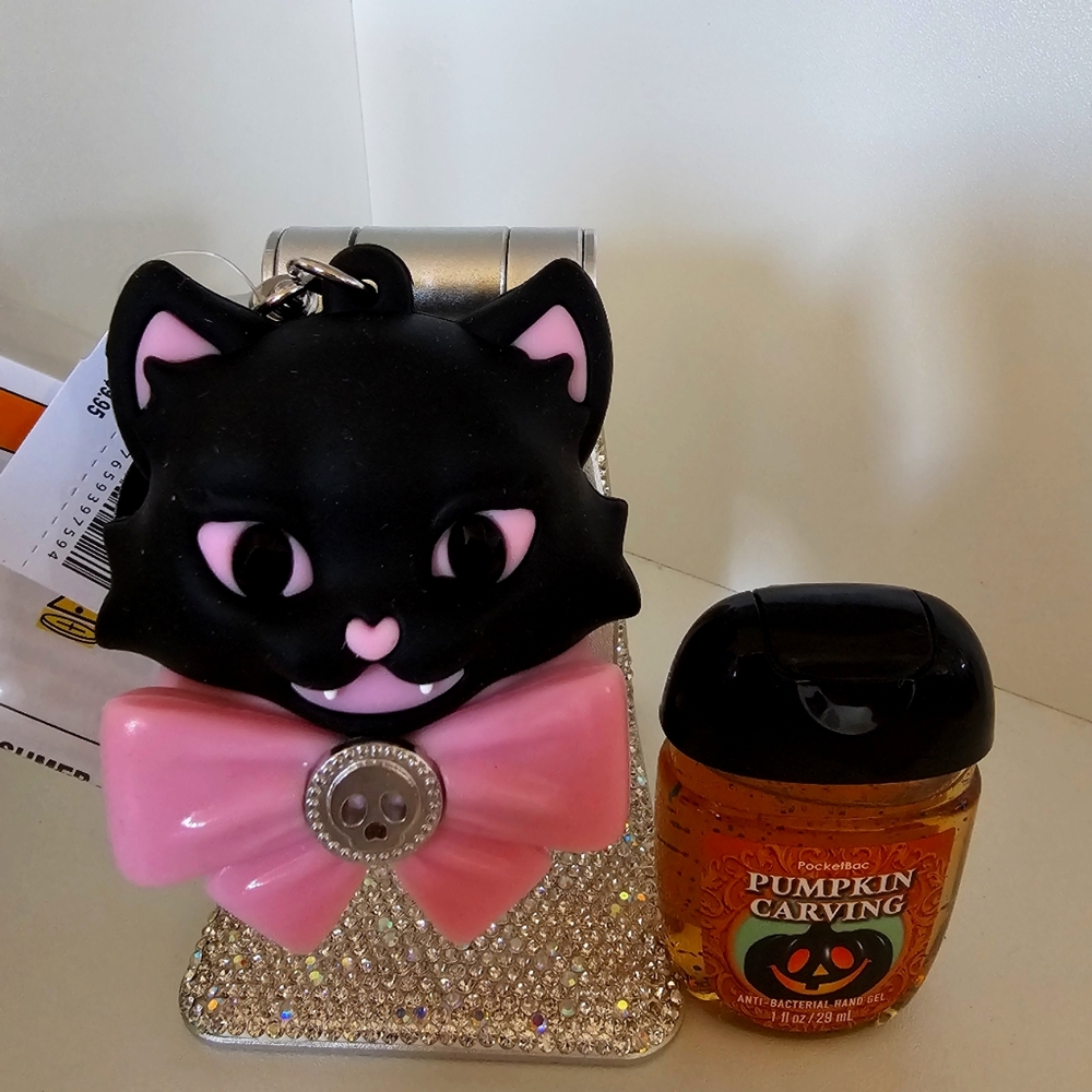 Bath & Body Works Light-Up Creepy Cat PocketBac Holder & Antibac NEW